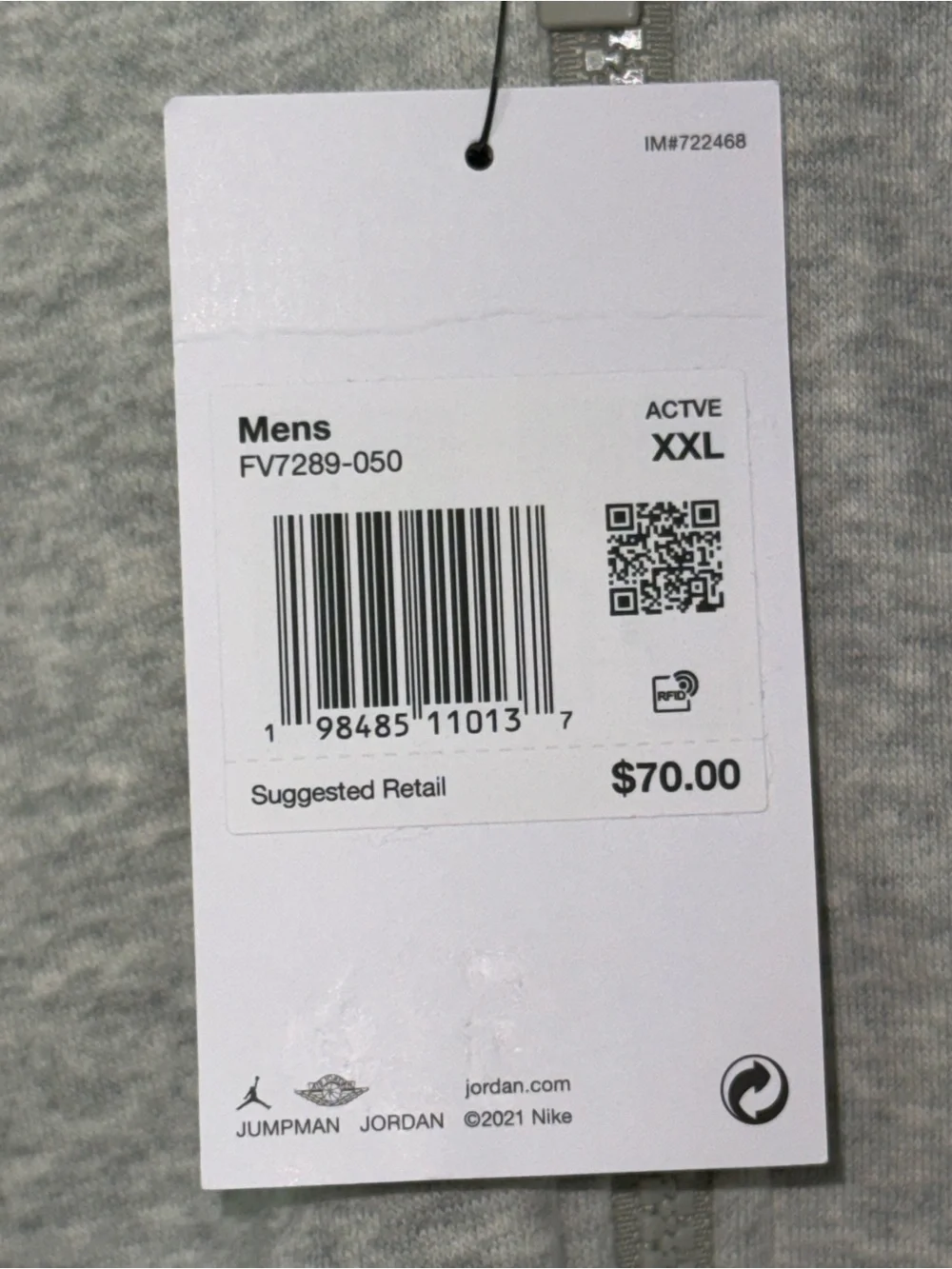 Air Jordan Brooklyn Fleece Full Zip Hoodie Size XXL new with tags gray